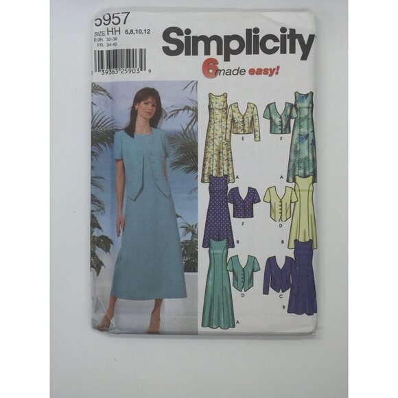 Simplicity 5957 Misses Dress Jacket Sewing Pattern Size HH 6 8 10 12 Uncut 2002 - Picture 3 of 4